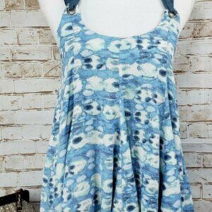 NWT FREE PEOPLE SIZE M BLUE COMBO GROMMET HALTER /TANK